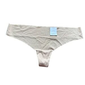 Auden Womens Thong Invisible Edge Underwear L Tan Nude Seamless